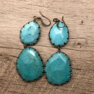 Teal stone earrings